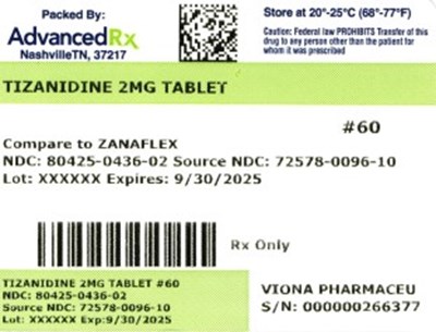 Tizanidine 2mg #60 (Tizanidine 2mg 80425 0436 02)